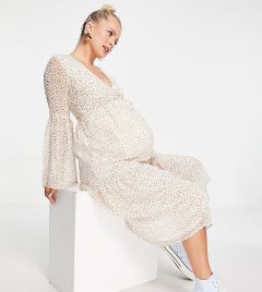 Платье для беременных на пуговицах спереди с цветочным принтом Violet Romance Maternity-Multi