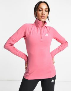 Розовый лонгслив на молнии длиной 1/4 adidas Training Motion-Розовый цвет