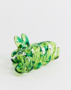 Зеленая заколка-краб с цветочным дизайном ASOS DESIGN-Зеленый