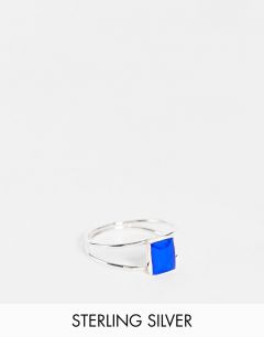 Двойное кольцо из стерлингового серебра с синим камнем Kingsley Ryan-Серебристый