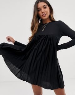 Черное свободное платье с плиссировкой ASOS DESIGN-Черный