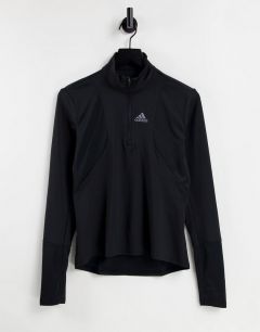Черный лонгслив на молнии длиной 1/2 adidas Running-Черный цвет