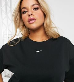 Черная oversized-футболка с логотипом-галочкой Nike Plus-Черный