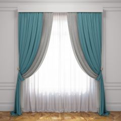 Классические шторы Латур цвет: бирюзовый, серый