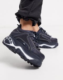 Темно-синие кроссовки на массивной подошве со шнуровкой Buffalo-Черный