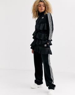 Черные спортивные брюки с логотипом-трилистником и оборками adidas Originals x J KOO-Черный