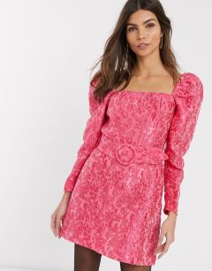 Розовое платье мини с цветочным рисунком и поясом & Other Stories-Розовый