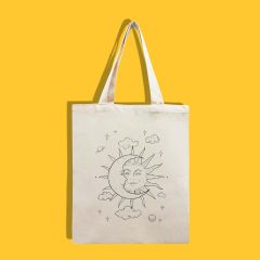 Холщовая сумка-тоут с принтом луны и солнца