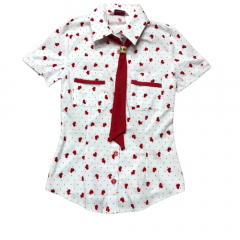 Рубашка, размер 140, белый, красный