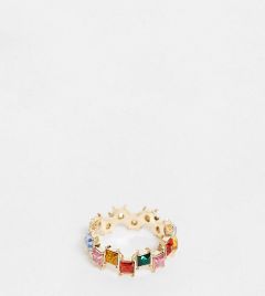 Золотистое кольцо с разноцветными квадратными камнями ASOS DESIGN Curve-Золотой
