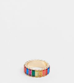 Золотистое кольцо с разноцветными камнями ASOS DESIGN Curve-Золотой