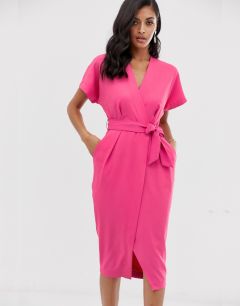 Платье с запахом и поясом Closet-Розовый