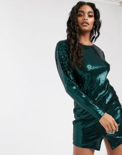 Темно-зеленое платье мини с пайетками Ivyrevel-Зеленый цвет