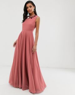 Платье макси с 3D-отделкой ASOS DESIGN-Розовый