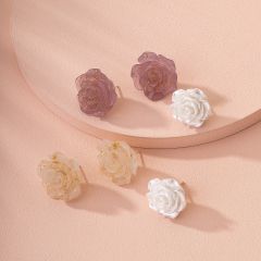 Разноцветные серьги-гвоздики в форме розы 3 пары