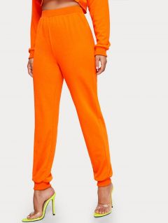 Неоновые оранжевые однотонные брюки