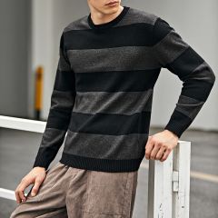 Мужской свитер в стиле колор-блок в полоску