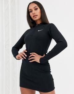 Черное платье мини с длинными рукавами Nike-Черный