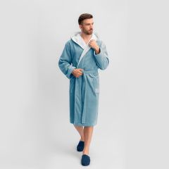 Банный халат Арт лайн цвет: голубой, белый (S)