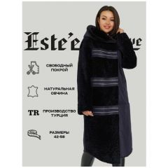 Дубленка Estee exclusive Fur&Leather, размер 50, синий