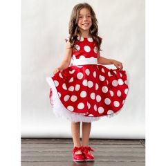 Платье Бушон, размер 122-128, красный, белый