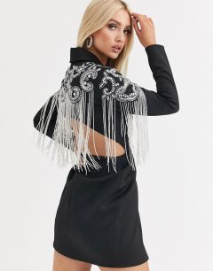 Платье-пиджак мини с отделкой ASOS DESIGN-Черный