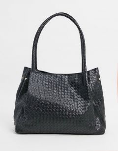 Черная плетеная сумка-шоппер My Accessories London-Черный