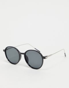 Черные круглые солнцезащитные очки в пластиковой оправе My Accessories London-Черный цвет