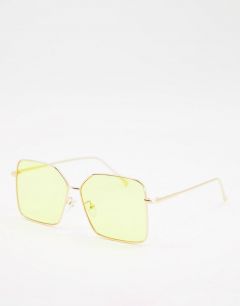 Квадратные солнцезащитные очки с декорированными затемненными стеклами My Accessories London-Желтый