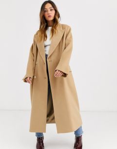 Строгое двубортное пальто Gestuz Lea-Коричневый