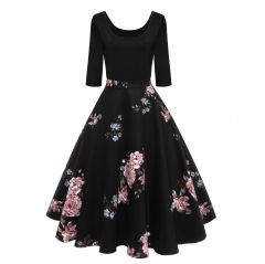50s платье с цветочным принтом