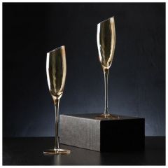 Набор бокалов для шампанского Magistro «Иллюзия», 180 мл, 5,5×27,5 см, 2 шт, цвет бронзовый