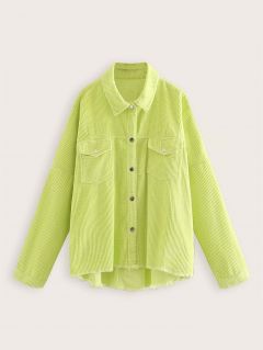 Вельветовая неоновая зеленая асимметричная блуза