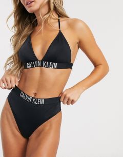 Черные плавки бикини с завышенной талией и логотипом Calvin Klein-Черный
