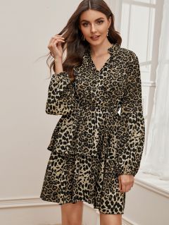 Платье-рубашка с леопардовым принтом