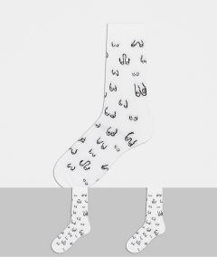 Набор из двух пар белых носков из органического хлопка с принтом Monki Polly-Белый