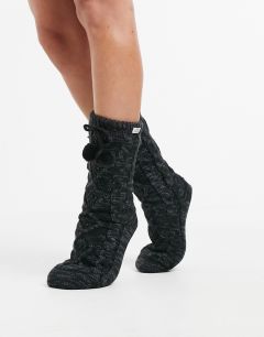 Серые носки с флисовой подкладкой и помпонами UGG-Серый