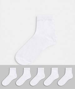 Набор из 5 пар белых носков до щиколотки ASOS DESIGN-Белый