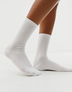 Носки до щиколотки в рубчик ASOS DESIGN-Белый