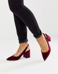 Бордовые бархатные туфли на среднем каблуке с ремешком через пятку ASOS DESIGN Samson-Красный
