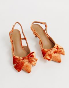 Оранжевые туфли на каблуке-рюмочке с бантами ASOS DESIGN Sherry-Оранжевый