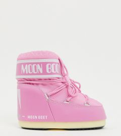 Розовые классические низкие зимние сапоги Moon Boot-Розовый