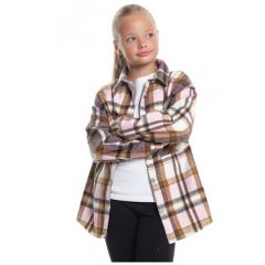Школьная рубашка Mini Maxi, размер 122, коричневый, розовый