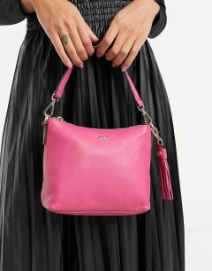 Розовая кожаная сумка через плечо Paul Costelloe-Розовый