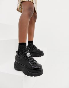 Черные лакированные кроссовки на платформе Buffalo London-Черный