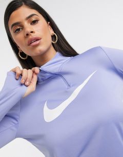 Фиолетовый лонгслив с молнией и логотипом-галочкой Nike Running