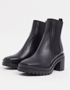 Черные кожаные ботинки на среднем каблуке Schuh Encourage-Черный