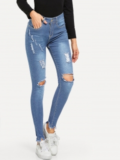 Рваные джинсы с небработанным краем