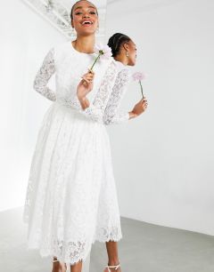 Кружевное свадебное платье миди с укороченным топом ASOS EDITION Kate-Белый