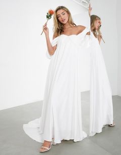 Свадебное платье со сборками и драпировкой на рукавах ASOS EDITION Jasmine-Белый
